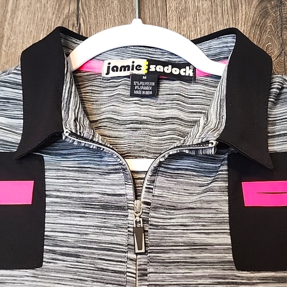 Jamie SADOCK Women's Medium‎ Sleeveless Quarter-Zip Top Gray Black Pink - Picture 2 of 5